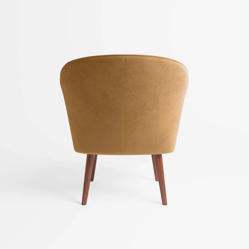 Petit fauteuil de salon en velours camel