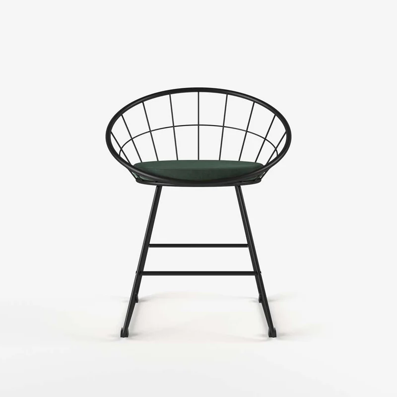 Chaise en métal et velours vert sapin