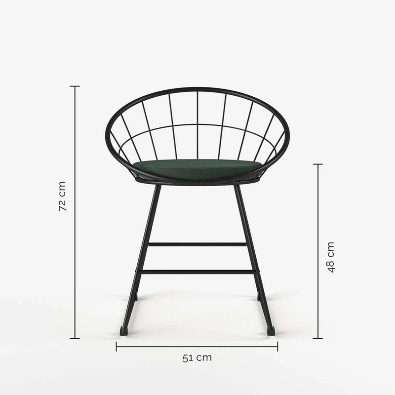 Chaise en métal et velours vert sapin