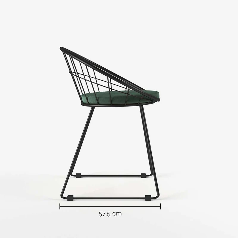 Chaise en métal et velours vert sapin