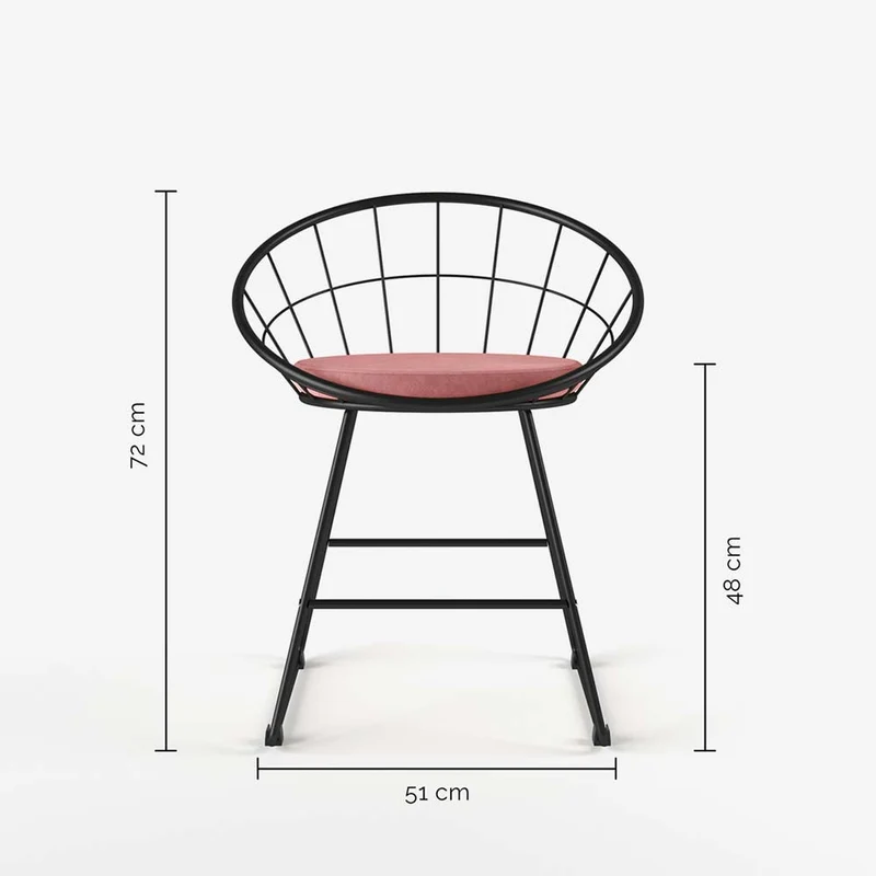 Chaise métal noir et velours rose vintage