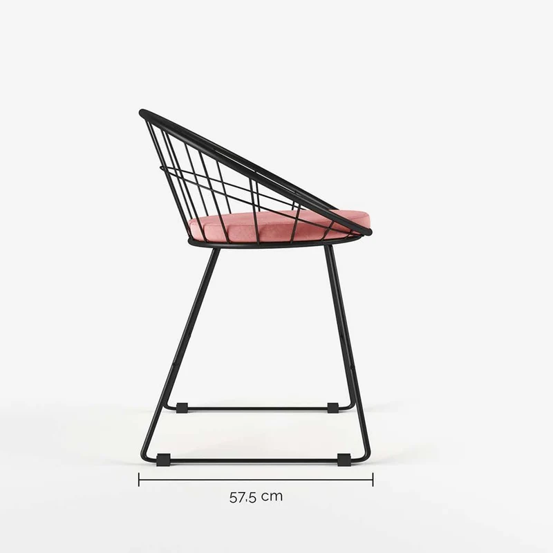 Chaise métal noir et velours rose vintage