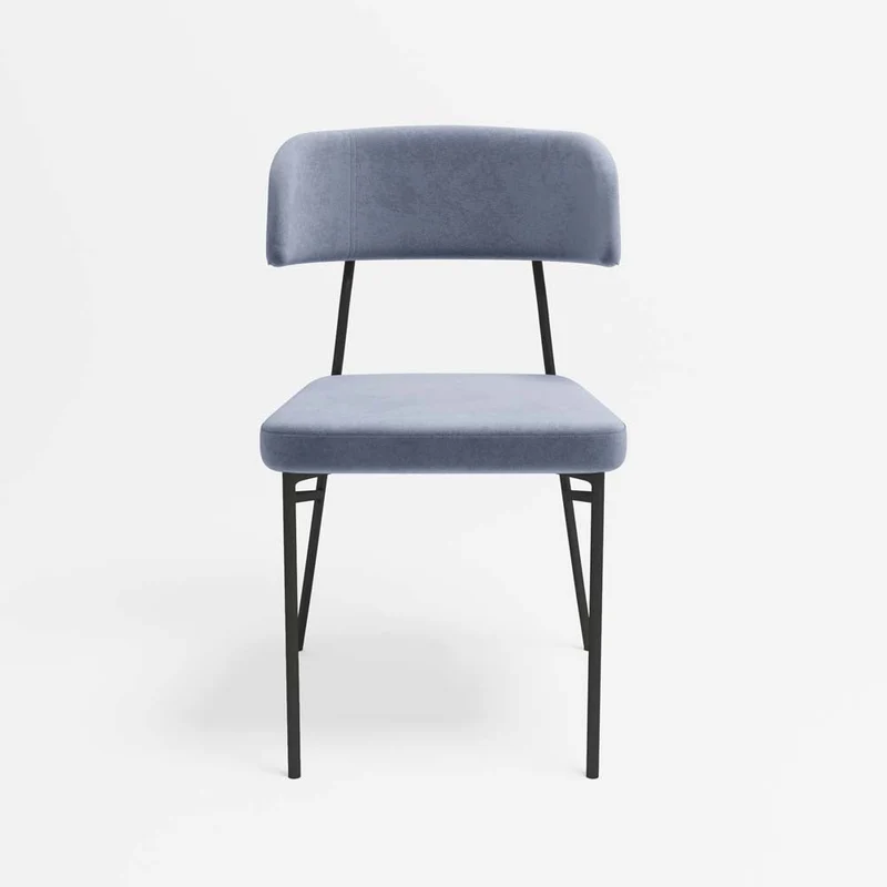 Lot de 2 chaises en velours bleu perle