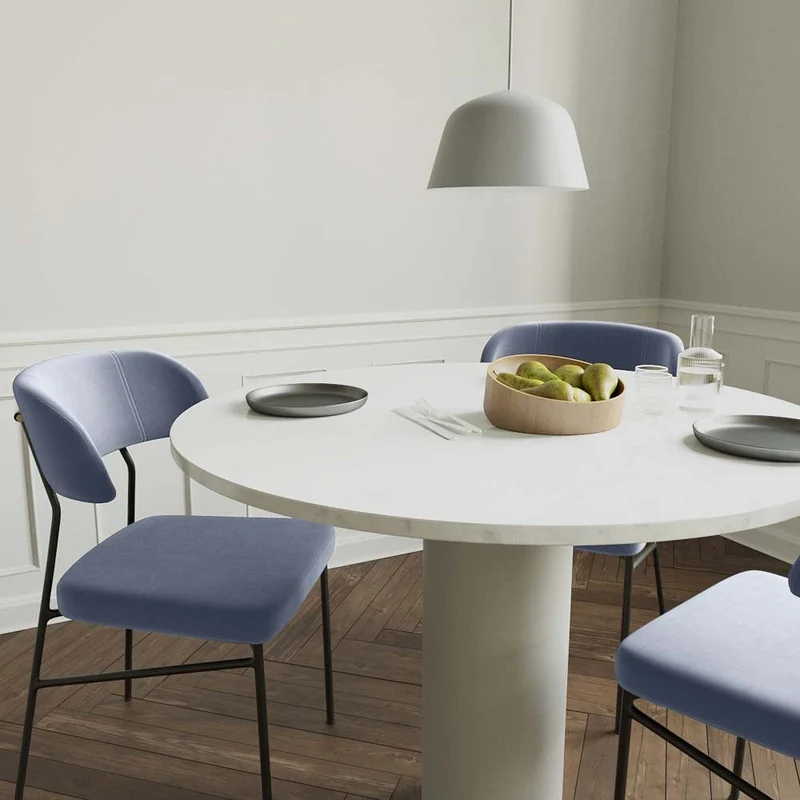 Lot de 2 chaises en velours bleu perle