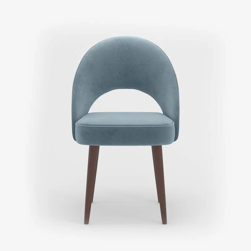 Chaise en velours bleu perle