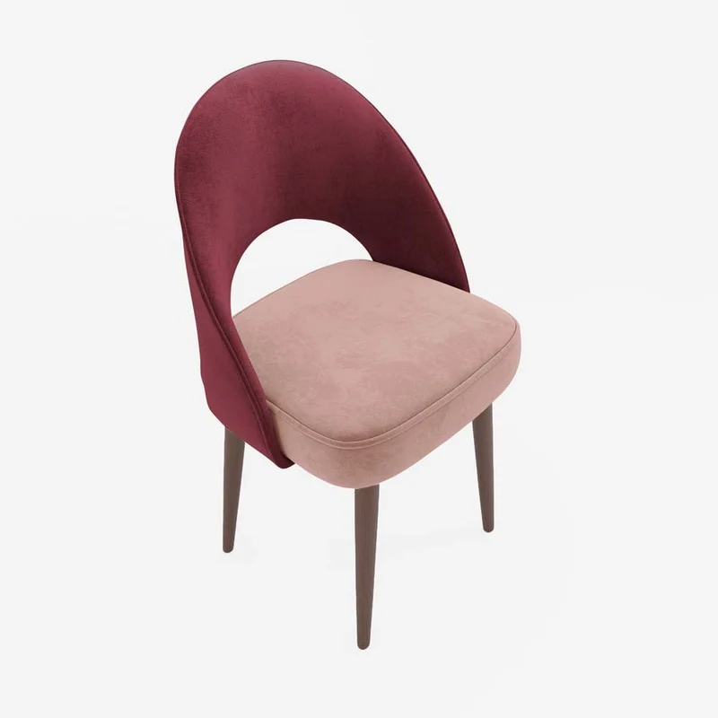 Chaise en velours bicolore rouge et rose