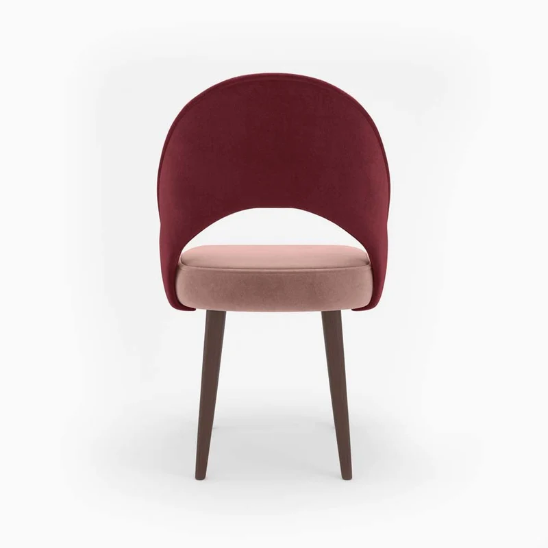Chaise en velours bicolore rouge et rose