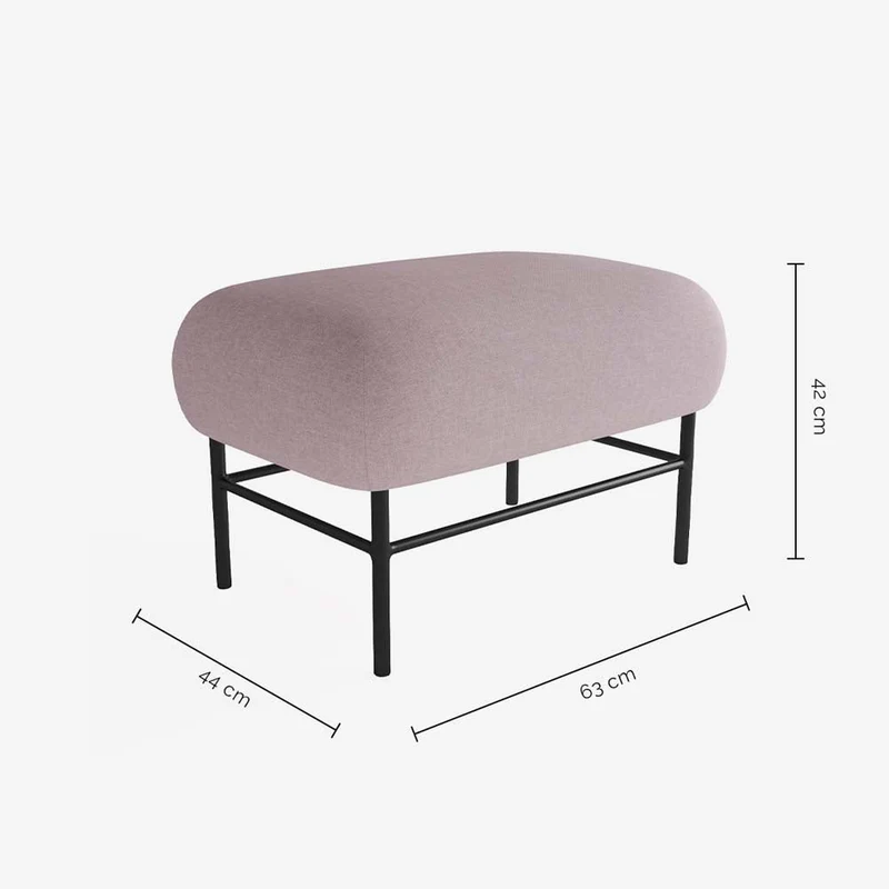 Banquette en tissu rose et métal noir