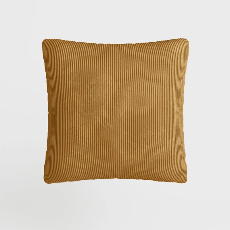 Coussin en velours jaune moutarde déhoussable 40x40cm