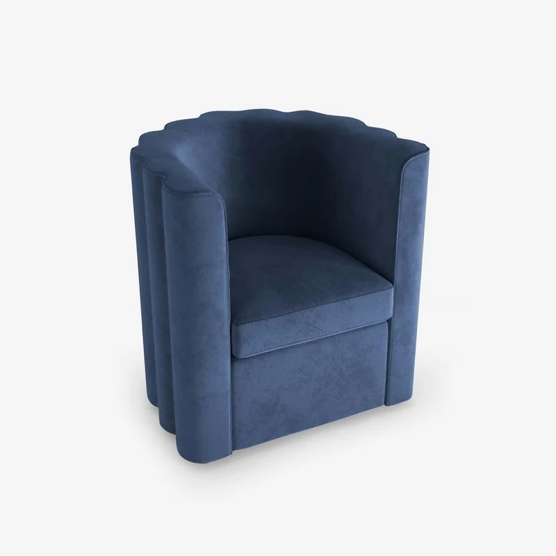 Fauteuil vintage en velours bleu nuit