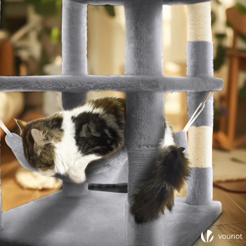 Arbre a chat Grande taille 5 niveaux avec griffoir grattoir 168cm gris