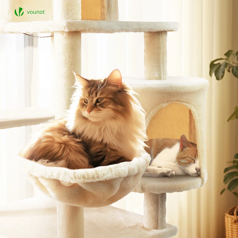 Arbre a chat Grande taille 5 niveaux avec griffoir grattoir 168cm beige
