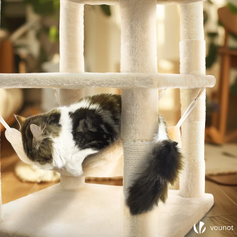 Arbre a chat Grande taille 5 niveaux avec griffoir grattoir 168cm beige