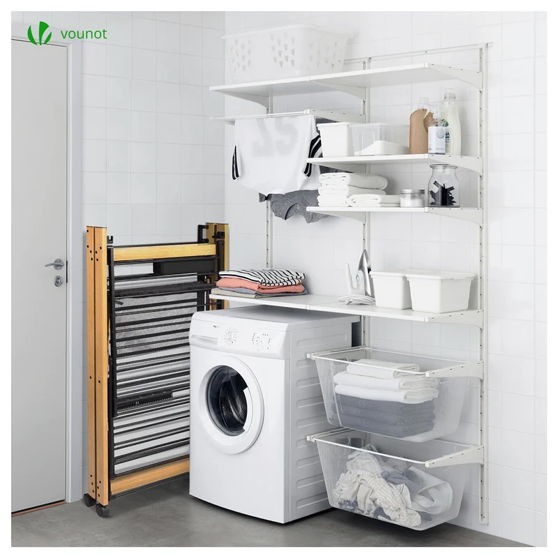 Sechoir a linge etendoir deluxe pliable Grande capacite sechage style bois noir