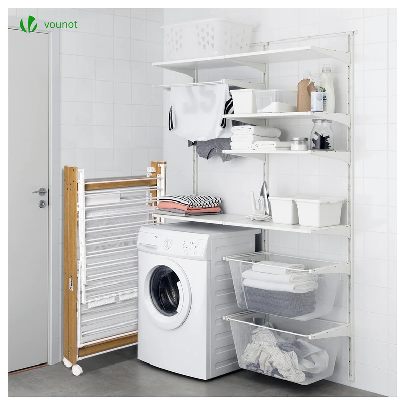 Sechoir a linge etendoir deluxe pliable Grande capacite sechage style bois blanc