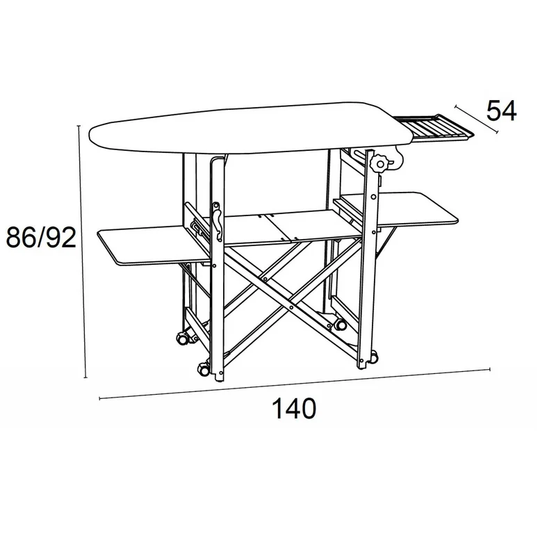 ARIT Bravo Table a Repasser, Planche à repasser, station de repassage, le plus grand plan de travail 115x54cm réglable de 86 à 92 cm, Couleur cerise
