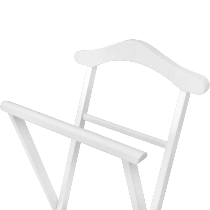 ARIT - Valet Vetement NELSON, Valet de Chambre Bois, Pliable, Composée Cintre, Porte-Pantalon et Tablette à Chaussures en Textilène - Couleur Blanche