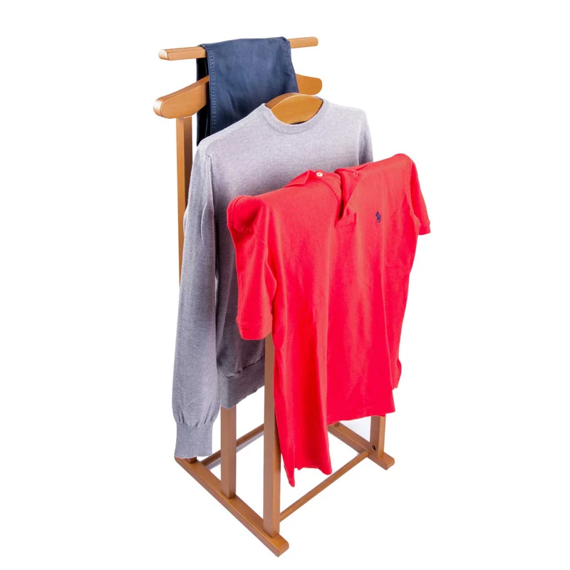 ARIT Maxi – Valet de chambre en hêtre, 2 cintres, 2 porte-pantalons, couleur merisier, fabriqué en Italie