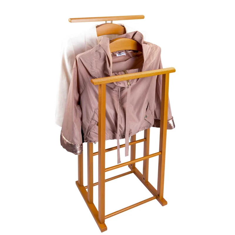 ARIT Maxi – Valet de chambre en hêtre, 2 cintres, 2 porte-pantalons, couleur merisier, fabriqué en Italie