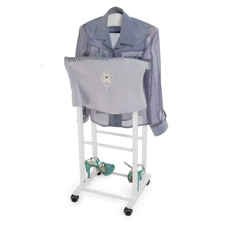 ARIT ATRI - Valet de Chambre, sur Roulettes, Valet de Nuit, Bois de Hêtre, Fabriquée en Italie, Porte-Vêtements, Valet Vetement, Couleur Blanc