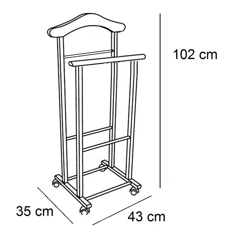 ARIT ATRI - Valet de chambre sur roulettes, valet de nuit en bois de hêtre, fabriqué en Italie, porte-vêtements, couleur cerisier