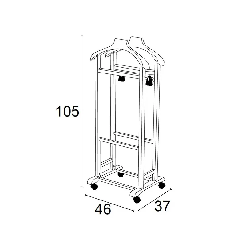 ARIT Mixer – Valet de chambre en hêtre, 2 cintres, porte-pantalon, tablette de rangement et porte-jupes, blanc