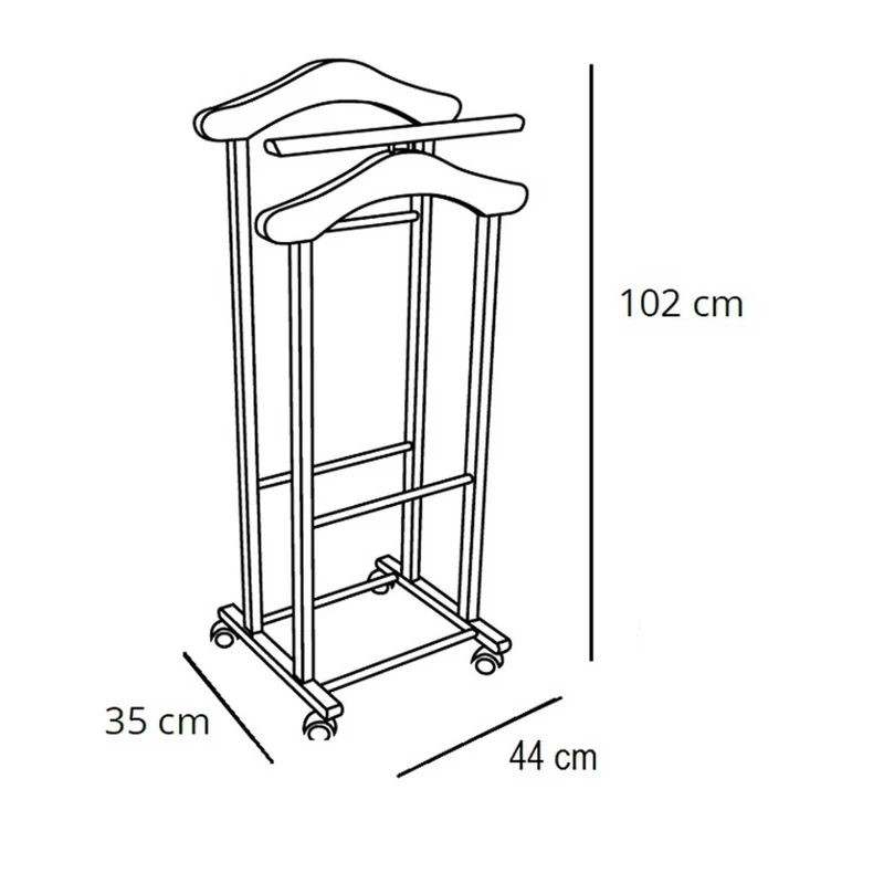 ARIT - Valet Vetement TRENDY, Valet de Chambre Bois, composé de 2 cintres et d'un porte-pantalon, pieds en caoutchouc à la base - Couleur cerise