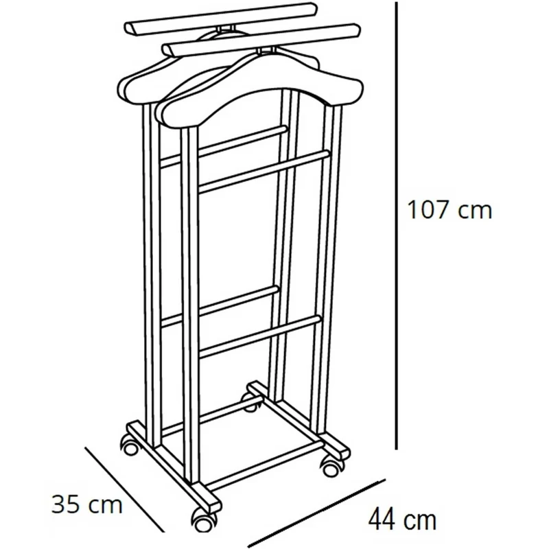 ARIT - Valet de Nuit CLEVER, Valet de Chambre Bois, Composé de 2 cintres et de 2 porte-pantalons, pieds en caoutchouc à la base - Couleur blanche