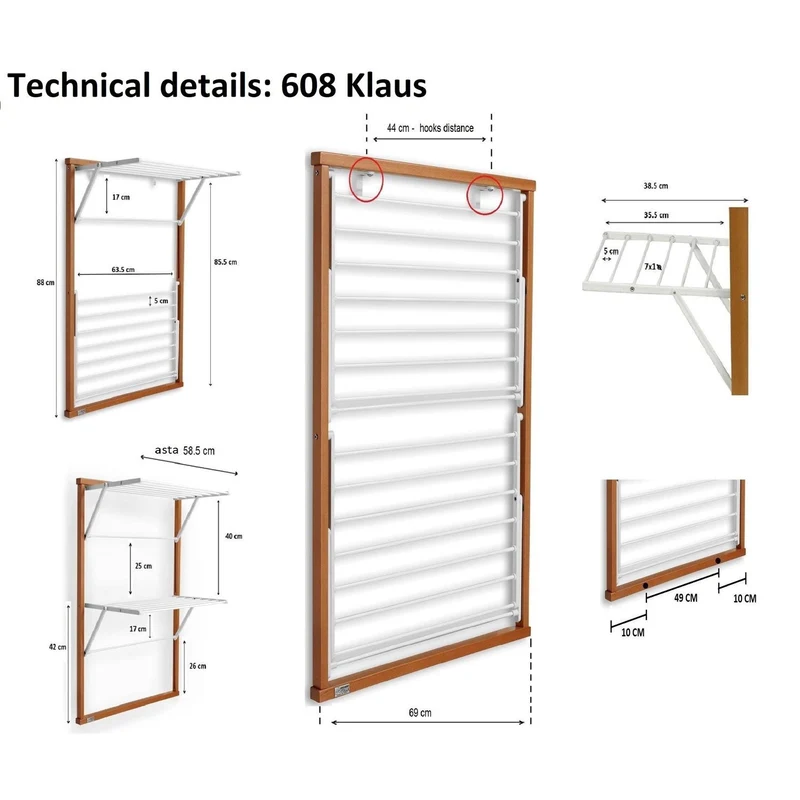 ARIT KLAUS – Étendoir à linge pour radiateur, cerisier