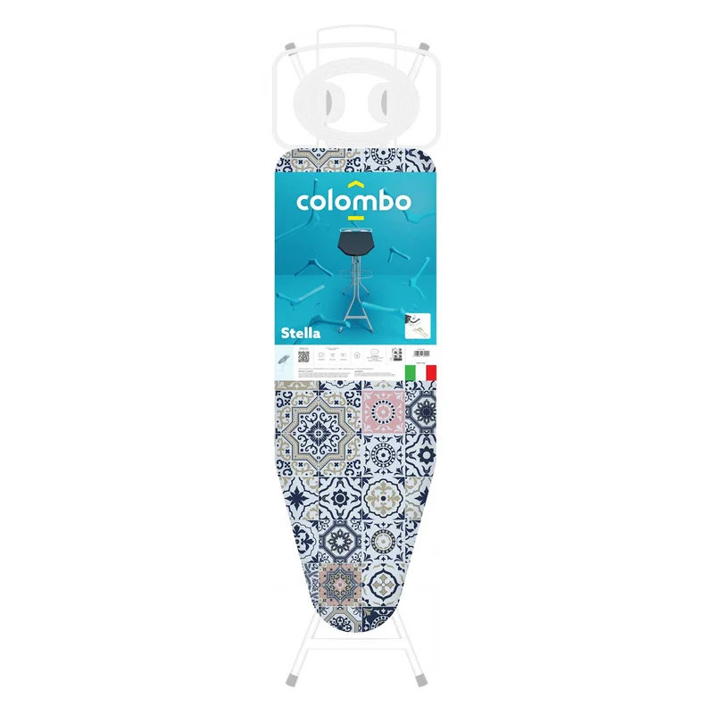 Colombo TURBO VAPOR - Planche à Repasser, Table à Repasser, (120 x 40 cm) Support fer vapeur renforcé, Pieds stables en tube unique Fabriqué en Italie