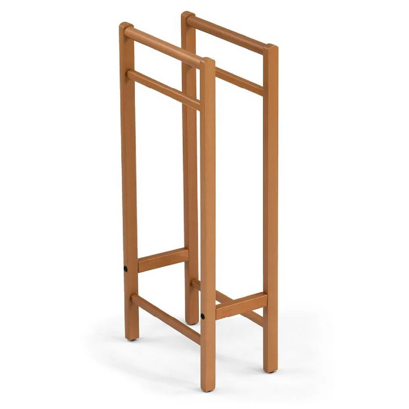 ARIT SALVI - Porte-serviettes en bois sur pied, porte-serviettes de salle de bain en hêtre massif, couleur cerisier