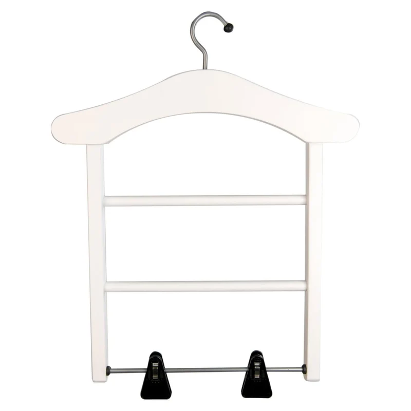 ARIT - Cintres en bois MILADY Cintres, cintres pour vêtements, gain de place, avec 2 supports et pinces pour jupes - Couleur blanche