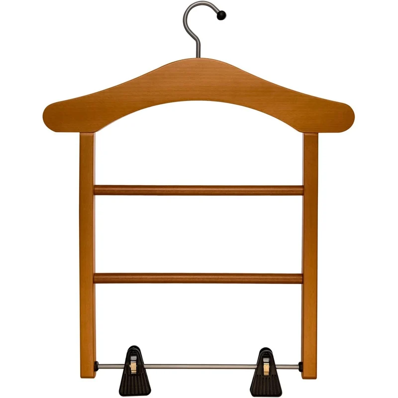 ARIT - Cintres en bois MILADY Cintres, cintres pour vêtements, gain de place, avec 2 supports et pinces pour jupes - Couleur cerise