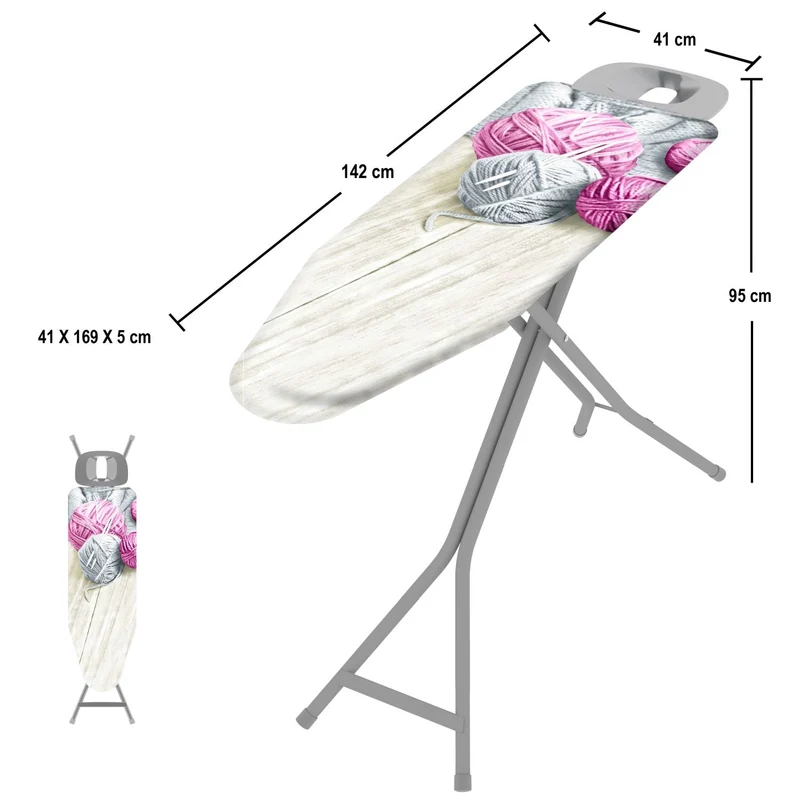 Colombo PROFI - Table à repasser, 120x40 cm, hauteur réglable en 6 positions jusqu'à 95 cm, housse de table à repasser 100% coton, Made in Italy