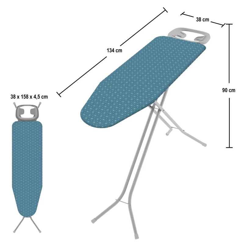 Colombo CUPIDO - Table a repasser pliable, Planche à repasser, 114x36cm, hauteur réglable en 5 positions jusqu'à 90cm, Housse 100% coton