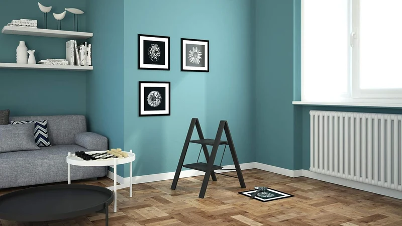 Colombo Leonardo 2 – Escabeau pliable 2 marches antidérapantes en aluminium, jusqu’à 150 kg, noir