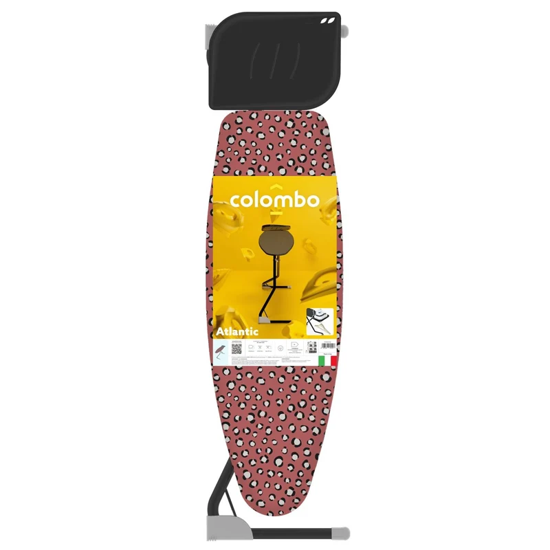 Colombo ATLANTIC - Table à repasser, Planche à repasser, 120x40 cm, hauteur réglable en 6 positions jusqu'à 95 cm, housse de table à repasser 100% coton