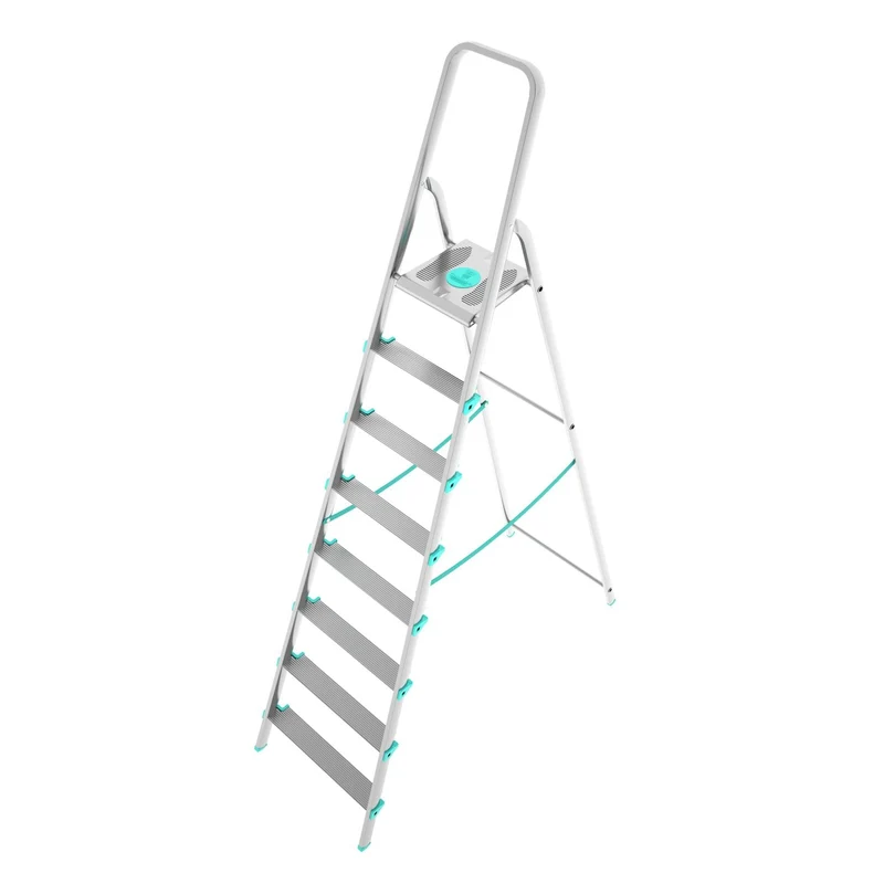 Colombo LIBELLULA - Escabeau, 8 marches, Escabeau Professionnel, Escabeau Pliable, Hauteur 174 cm, Charge max. 150 kg, Aluminium, Fabriqué en Italie