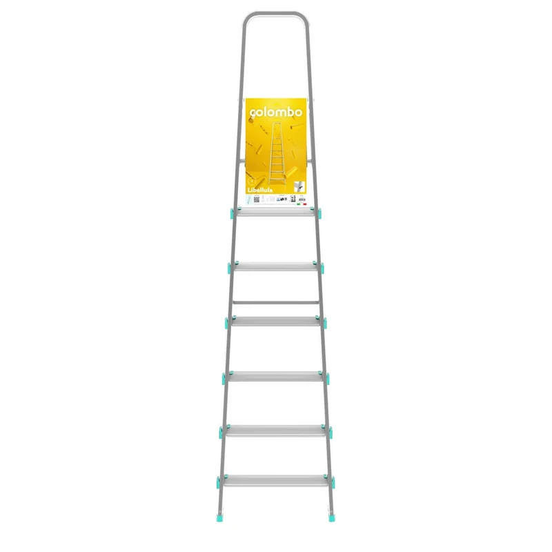 Colombo LIBELLULA - Escabeau, 7 marches, Escabeau Professionnel, Escabeau Pliable, Hauteur 152 cm, Charge max. 150 kg, Aluminium, Fabriqué en Italie