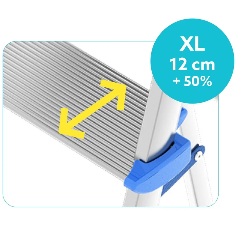 Colombo ATLANTICA - Escabeau, Escabeau 5 marches, Escabeau Pliable, marche extra large 12cm, avec bac de rangement, charge max. 150kg, aluminium