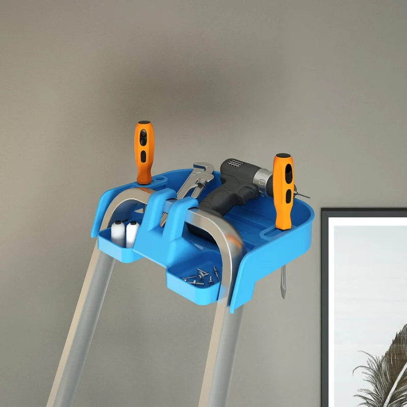 Colombo Atlantica – Escabeau pliable 3 marches en aluminium, marches extra-larges 12 cm, plateau porte-outils, jusqu’à 150 kg