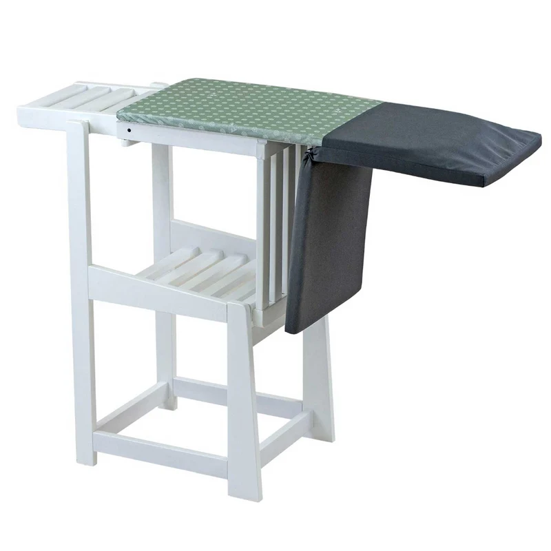 ARIT SINFONIA - Table à Repasser Chaise, 2-en-1, Planche à repasser, Surface active 81x35 cm, Support pour fer à repasser, Coussin, en Bois, Blanc