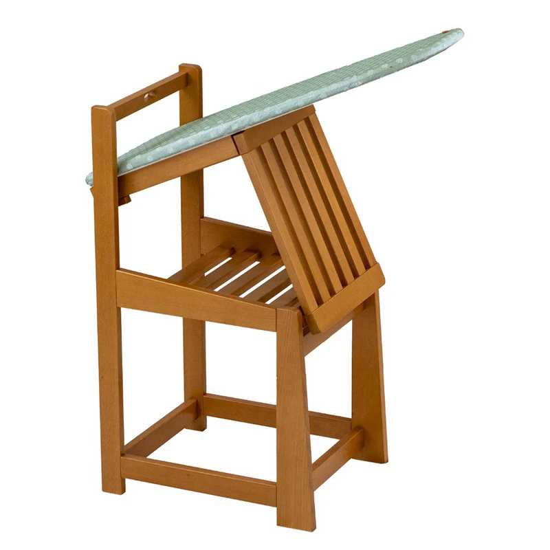 ARIT SINFONIA - Table à Repasser Chaise, 2-en-1, Planche à repasser, Surface active 81x35 cm, Support pour fer à repasser, Coussin, en Bois, Cerisier