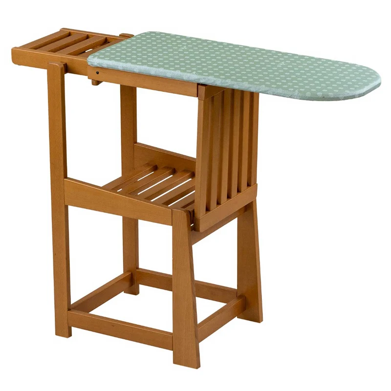 ARIT SINFONIA - Table à Repasser Chaise, 2-en-1, Planche à repasser, Surface active 81x35 cm, Support pour fer à repasser, Coussin, en Bois, Cerisier