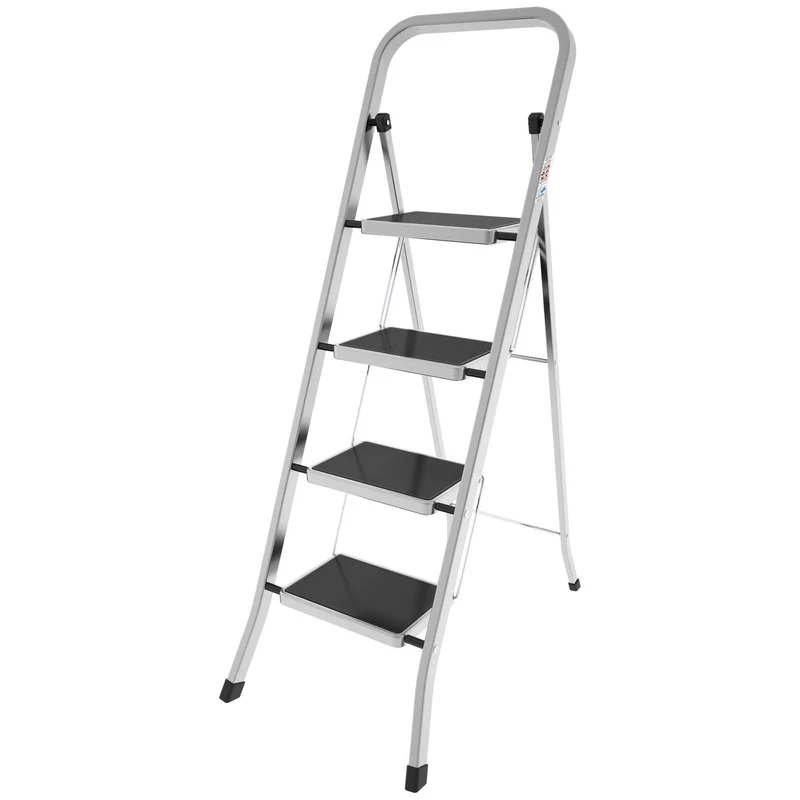 Colombo Factotum Aluminium – Escabeau pliable 4 marches antidérapantes, 30 × 21 cm, jusqu’à 150 kg, fabriqué en Italie