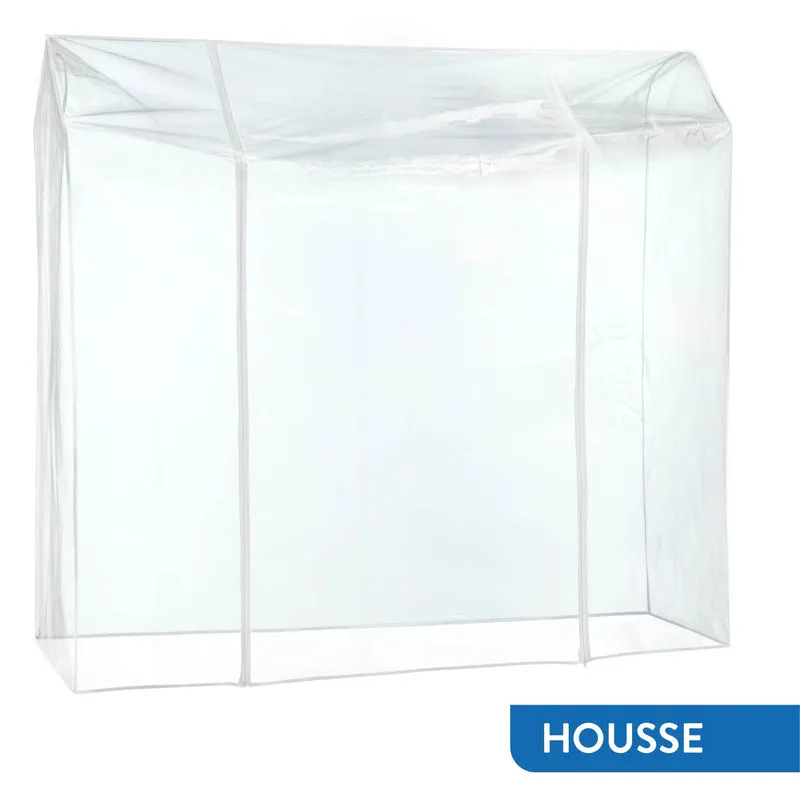 Tatkraft Didrik & Schild – Portant à vêtements solide avec housse imperméable transparente, sur roulettes, jusqu’à 130 kg, réglable de 110 à 150 cm