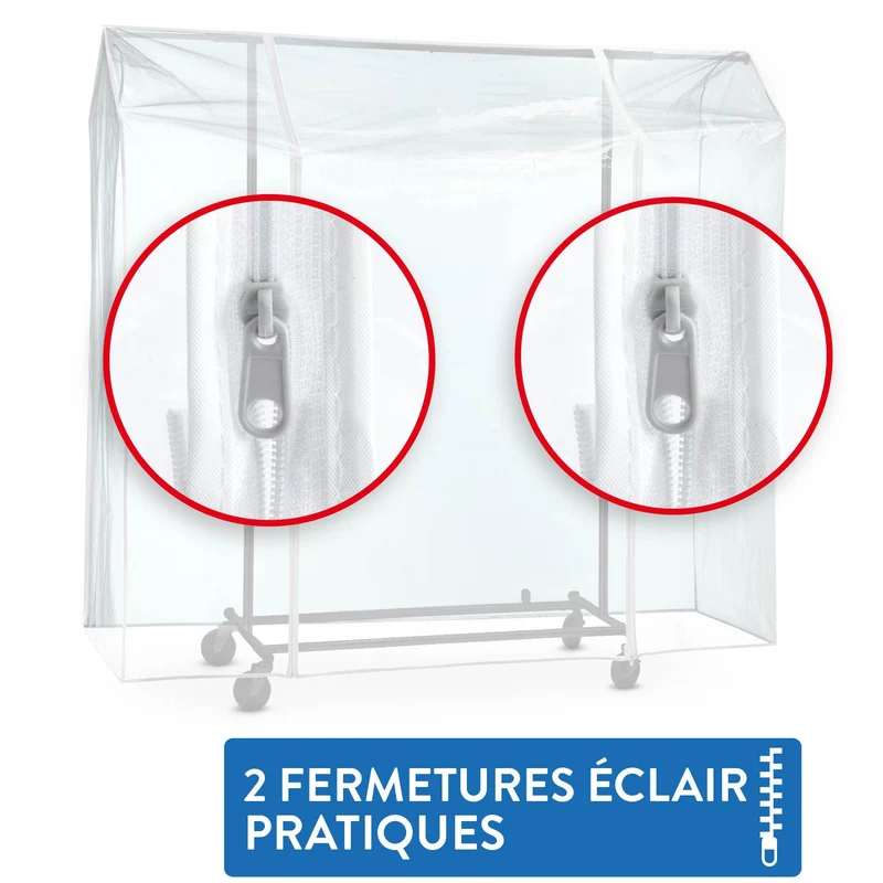 Tatkraft Schild – Housse transparente imperméable pour portant à vêtements, 155 × 60 × 160 cm, 2 fermetures éclair, protection contre la poussière et les UV