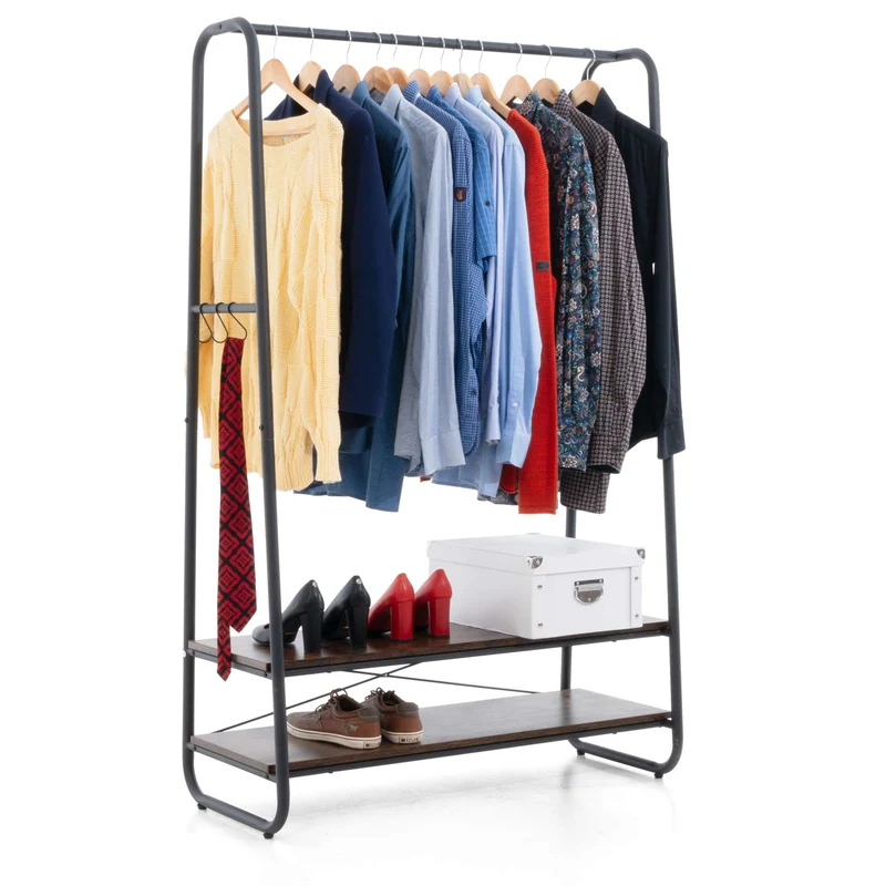 Tatkraft Anneli & Anwalt - Penderie Tissu, Armoire Tissu, Portant Vêtement Solide, 170 kg Capacité, avec Housse Waterproof Transparent