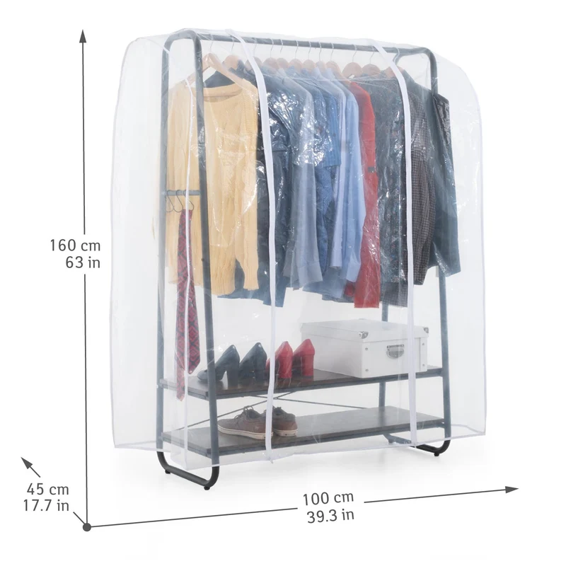 Tatkraft Anneli & Anwalt - Penderie Tissu, Armoire Tissu, Portant Vêtement Solide, 170 kg Capacité, avec Housse Waterproof Transparent