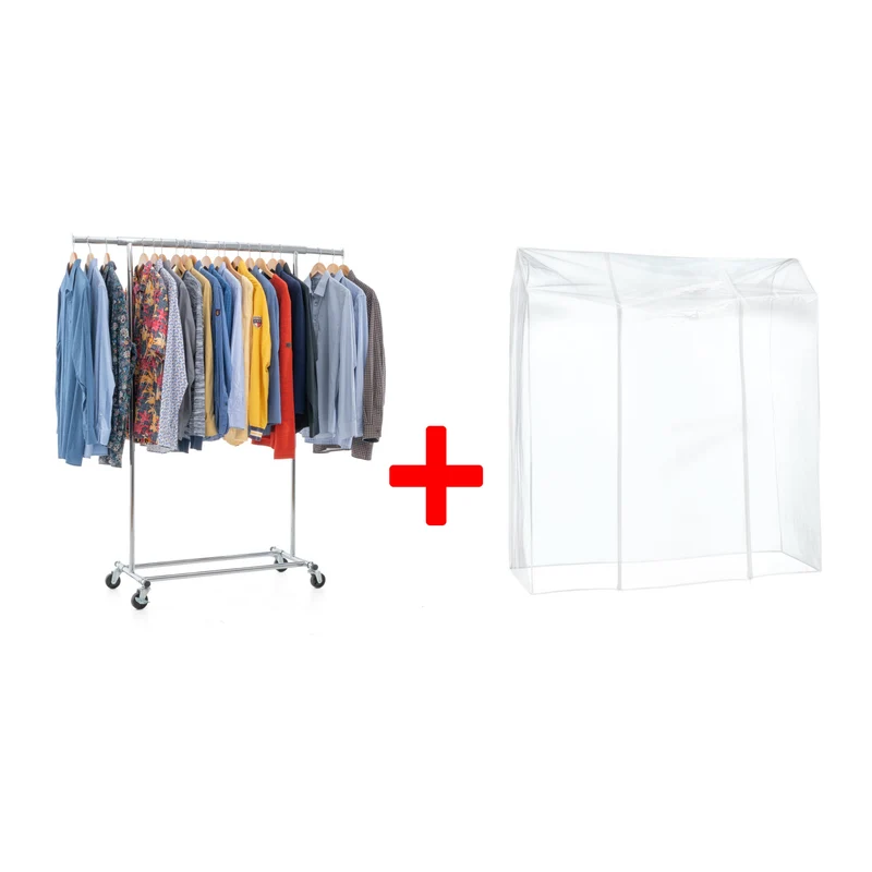Tatkraft Danko & Anwalt – Portant à vêtements solide sur roulettes avec housse transparente imperméable, capacité 100 kg